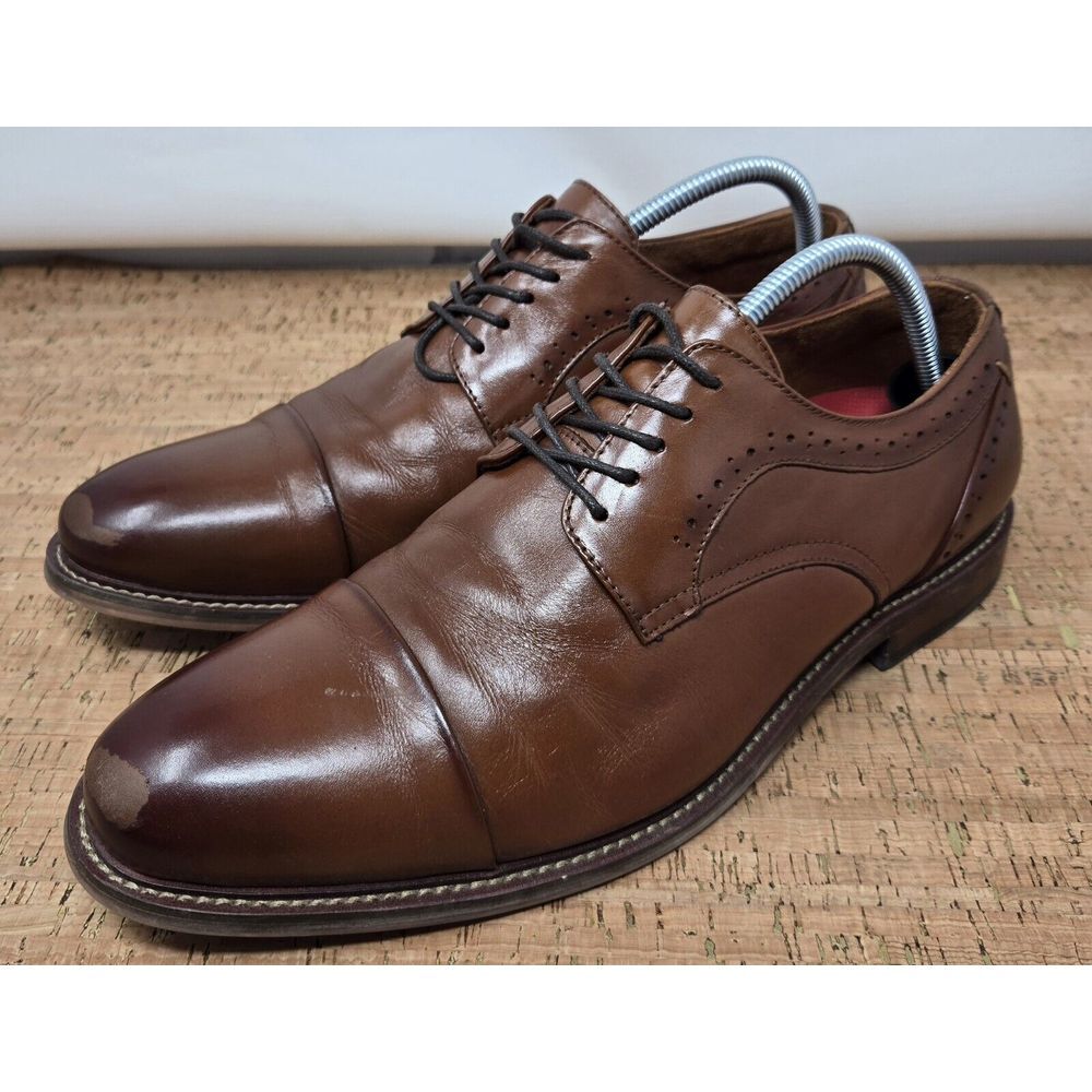 Stacy Adams Maddox‎ Mens 10W Brown Leather Brogue Casual Dress  Oxfords Shoes